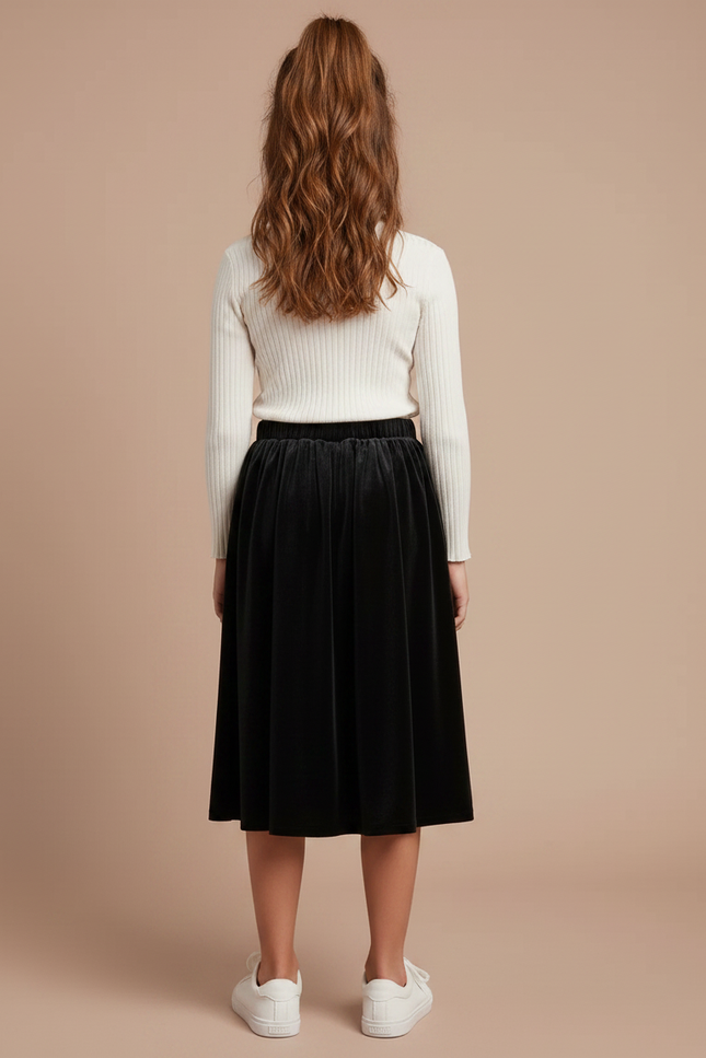 Pantalon Jupe Noir Velours Plissé Enfant - vue 2