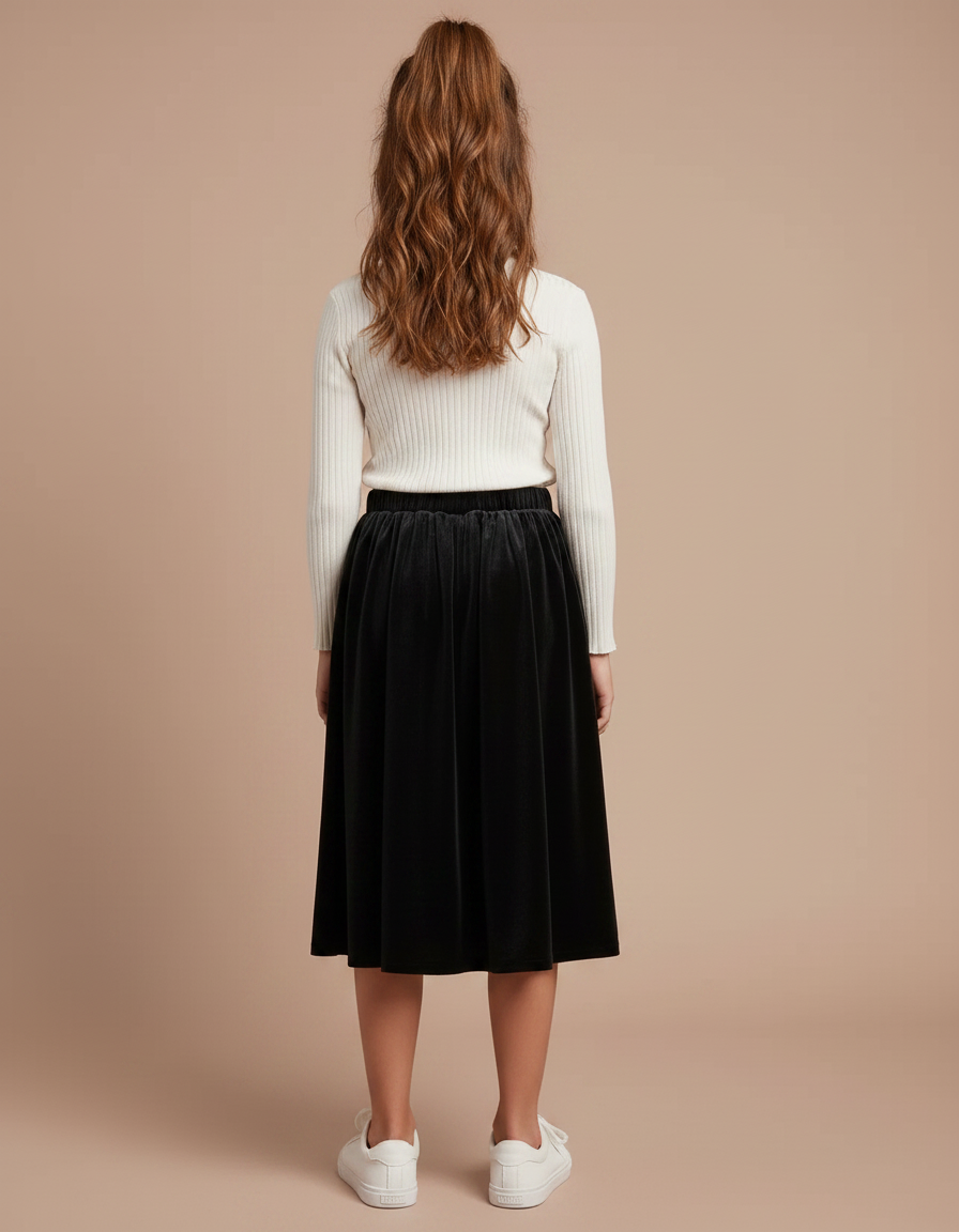 Pantalon Jupe Noir Velours Plissé Enfant - vue 2