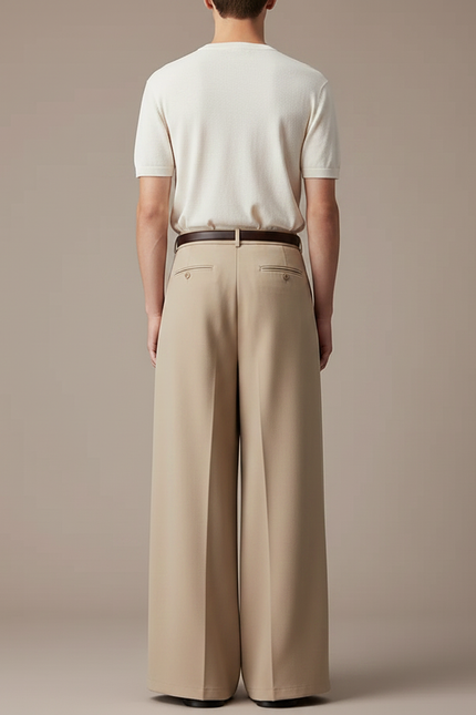 Pantalon Jupe Beige Plissé Ample Décontracté - Gabardine - vue 2