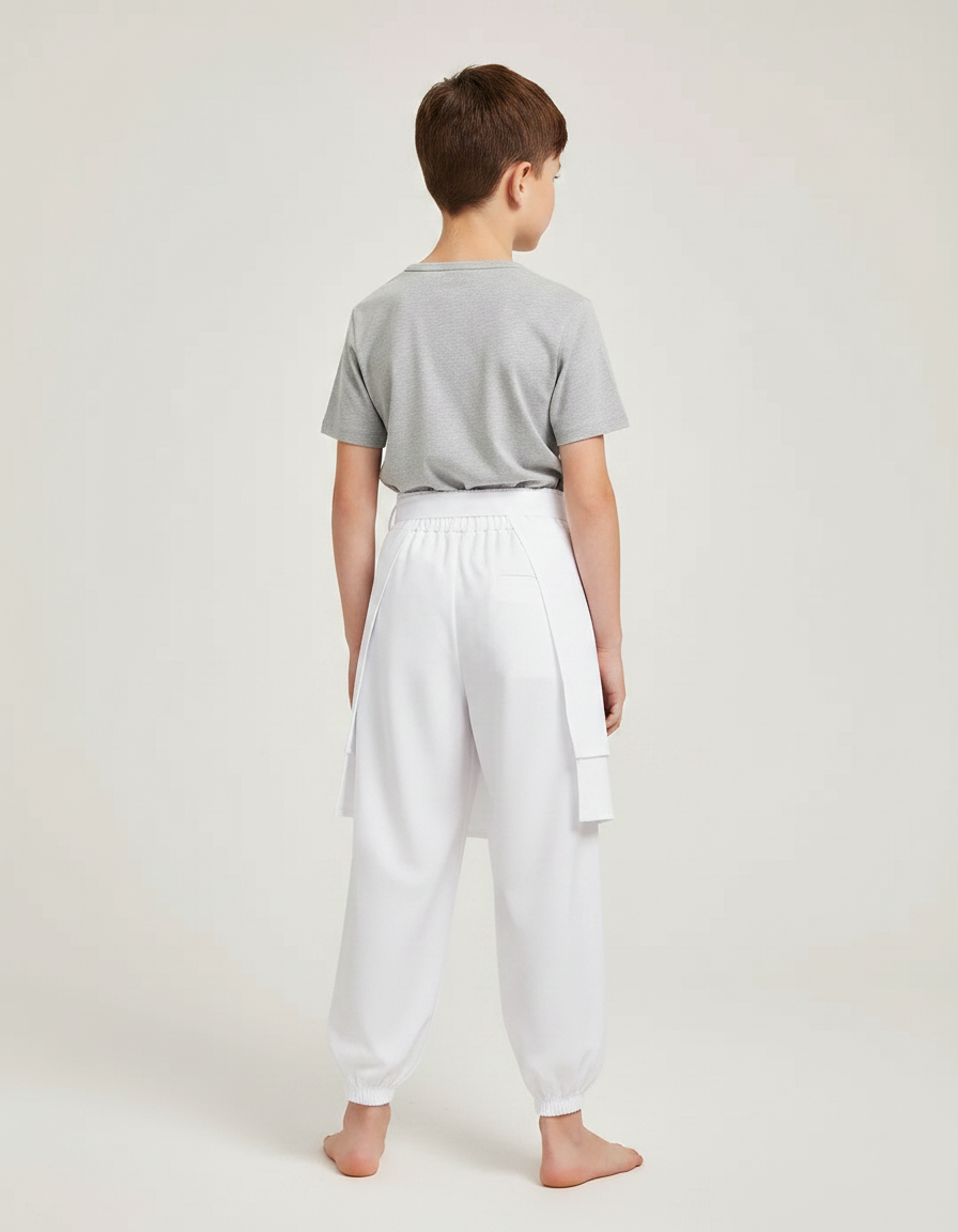 Pantalon Jupe Blanc Superposé Ample Enfant Coton - vue 2