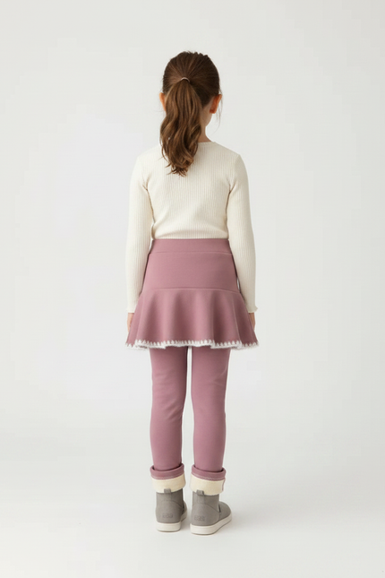 Pantalon Jupe Rose Volants Doux Cœurs Intégré Fille - Molleton - vue 2