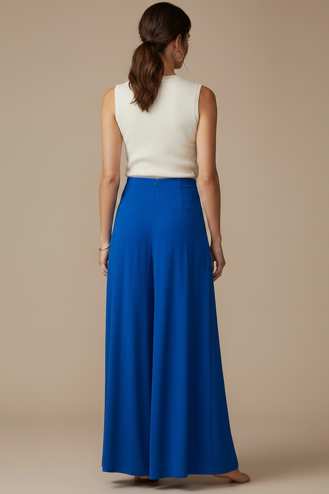 Pantalon Jupe Bleu Royal Fendu Fluide Longue Sexy - Polyester - vue 2