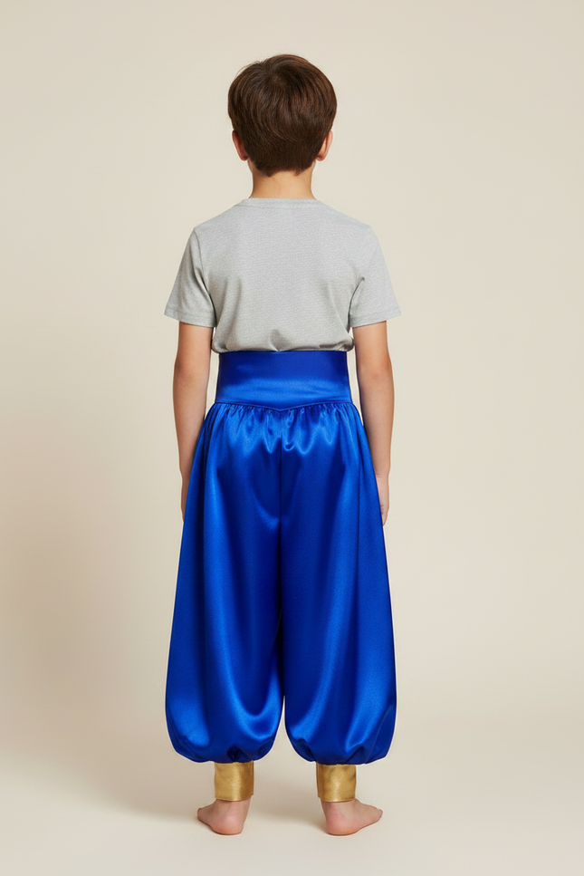 Pantalon Jupe Bleu Satiné Drapé Doré Garçon - vue 2