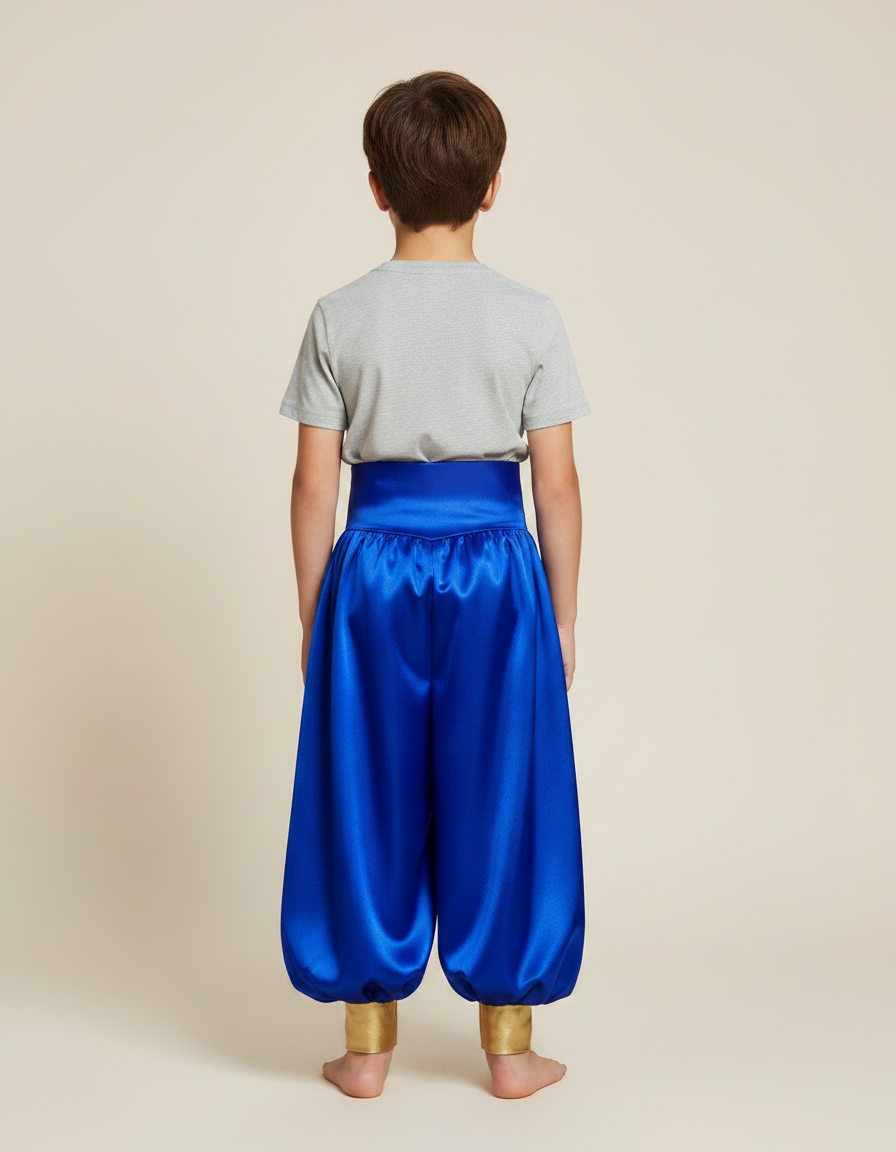 Pantalon Jupe Bleu Satiné Drapé Doré Garçon - vue 2