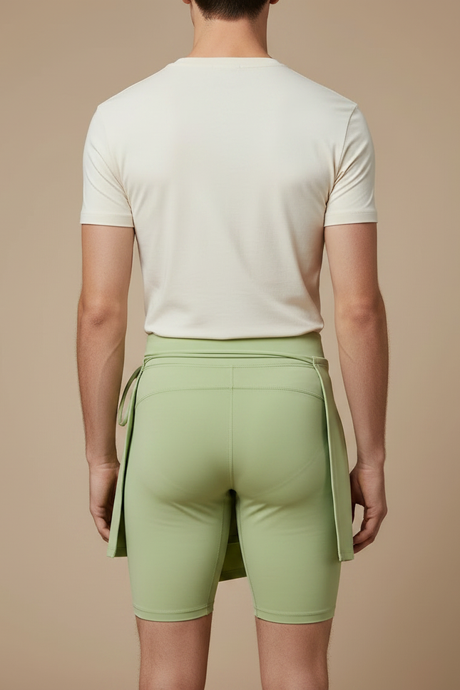 Pantalon Jupe Sport Vert Clair Fluide Lacets - Polyester - vue 2
