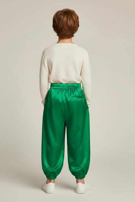 Pantalon Jupe Vert Satiné Ample Enfant - vue 2