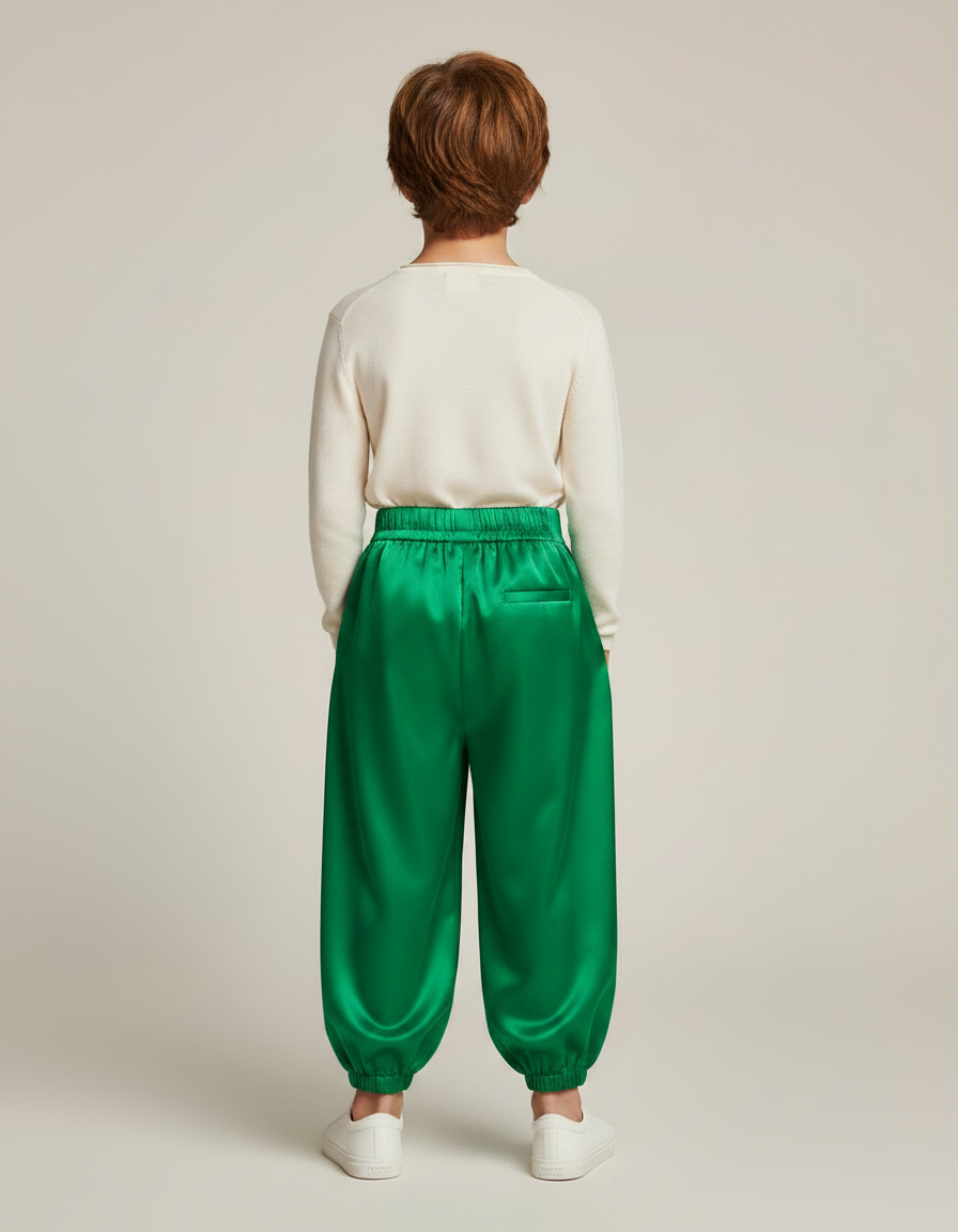 Pantalon Jupe Vert Satiné Ample Enfant - vue 2