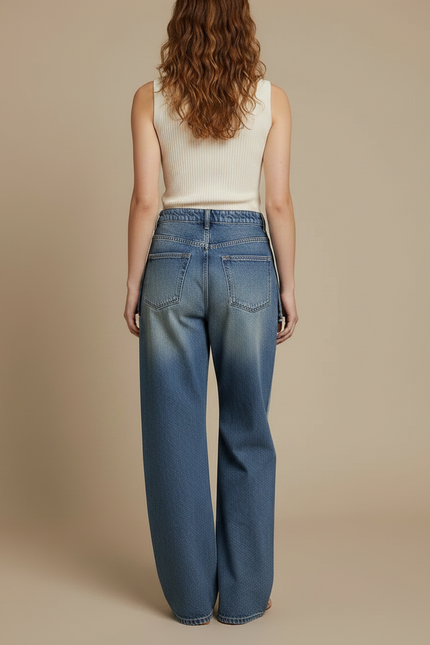 Pantalon Jupe Jean Bleu Large Déstructuré Décontracté - vue 2
