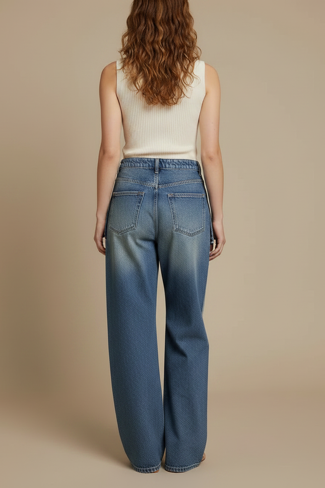 Pantalon Jupe Jean Bleu Large Déstructuré Décontracté - vue 2