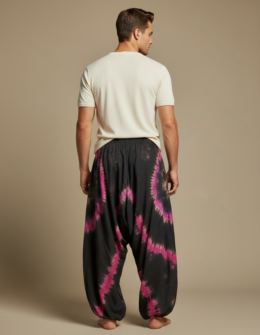 Pantalon Jupe Tie-Dye Ample Harem Homme - Multicolore Viscose - vue 2