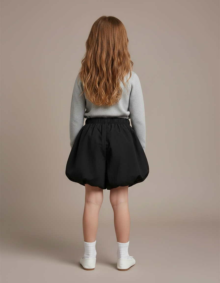 Pantalon Jupe Noir Ample Élastique Doux Enfant - Polyester - vue 2