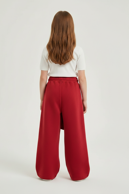 Pantalon Jupe Rouge Ample Superposé Lettres Imprimées - Molleton - vue 2