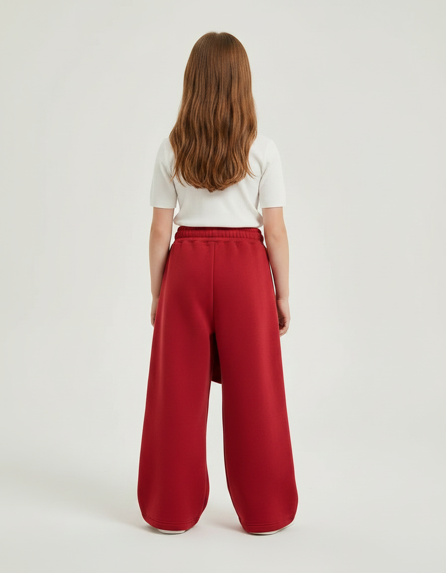 Pantalon Jupe Rouge Ample Superposé Lettres Imprimées - Molleton - vue 2