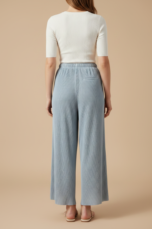 Pantalon Jupe Plissé Fluide Ample Bleu Clair - Polyester - vue 2