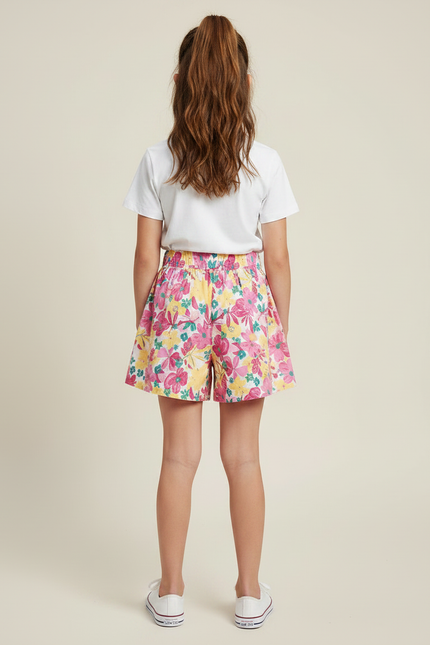 Pantalon Jupe Fleuri Coloré Évasé Confortable Fille - Multicolore Coton - vue 2