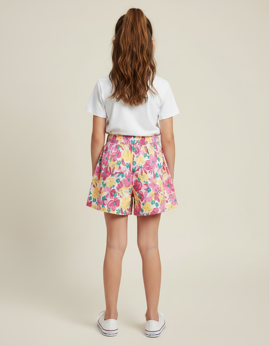 Pantalon Jupe Fleuri Coloré Évasé Confortable Fille - Multicolore Coton - vue 2