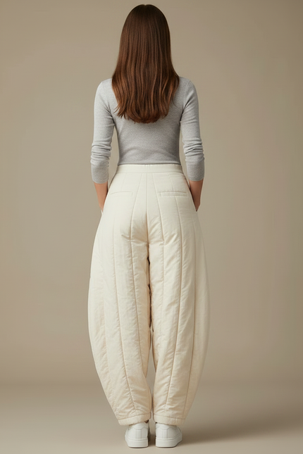 Pantalon Jupe Écru Matelassé Ample Hiver Chaud - Beige Polyester - vue 2