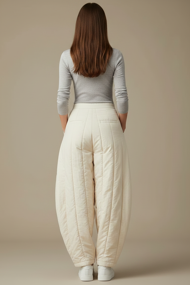 Pantalon Jupe Écru Matelassé Ample Hiver Chaud - Beige Polyester - vue 2
