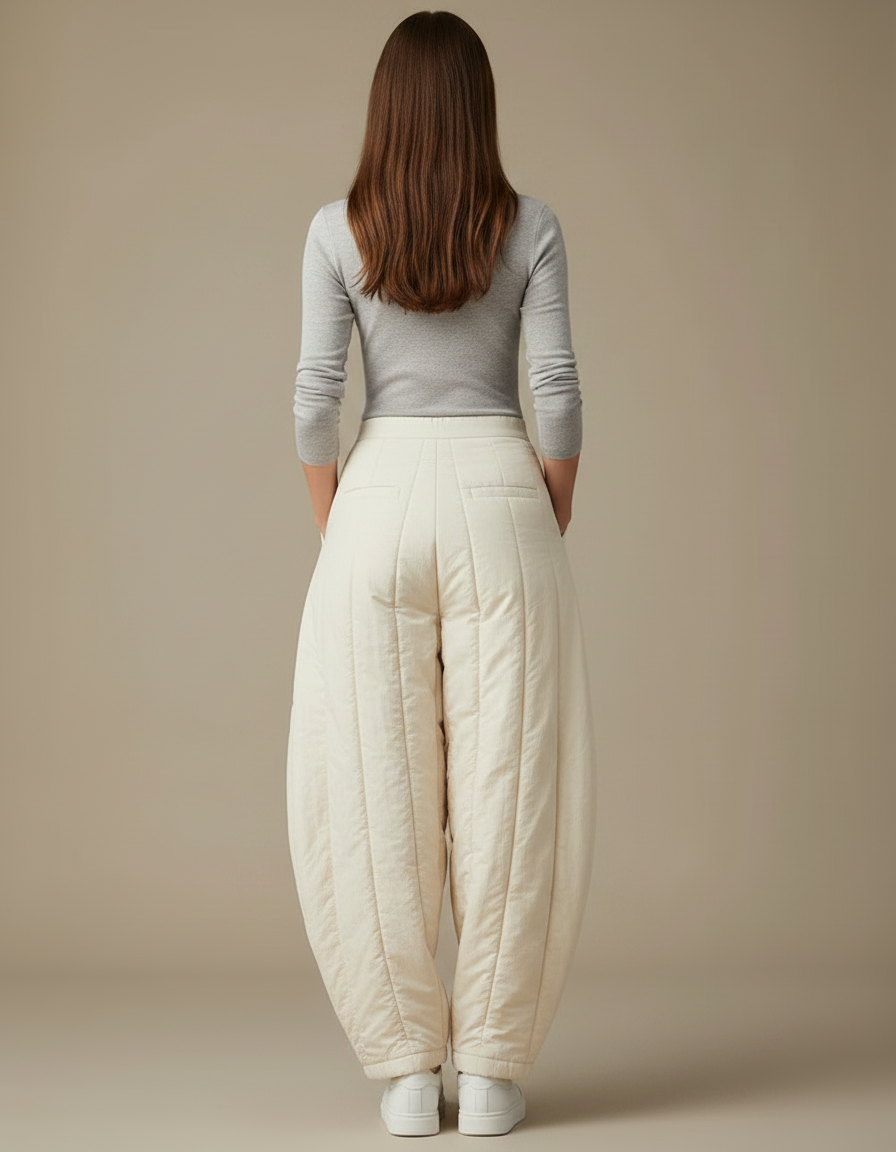 Pantalon Jupe Écru Matelassé Ample Hiver Chaud - Beige Polyester - vue 2