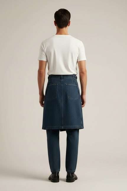 Pantalon Jupe Jean Bleu Plissé Ample Décontracté - vue 2
