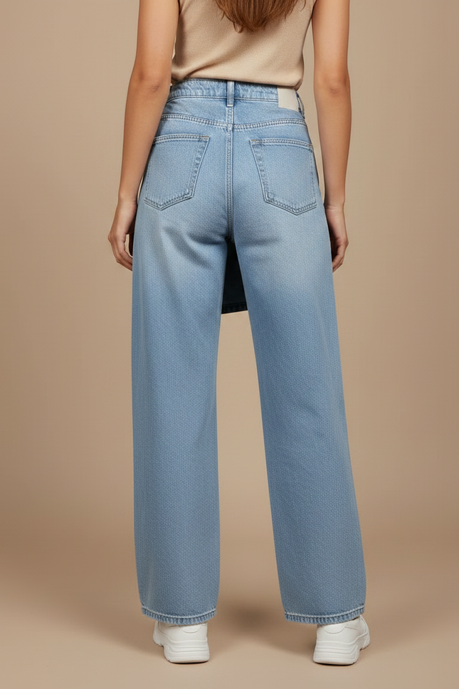 Pantalon Jupe Jean Bleu Clair Ample Décontracté - vue 2
