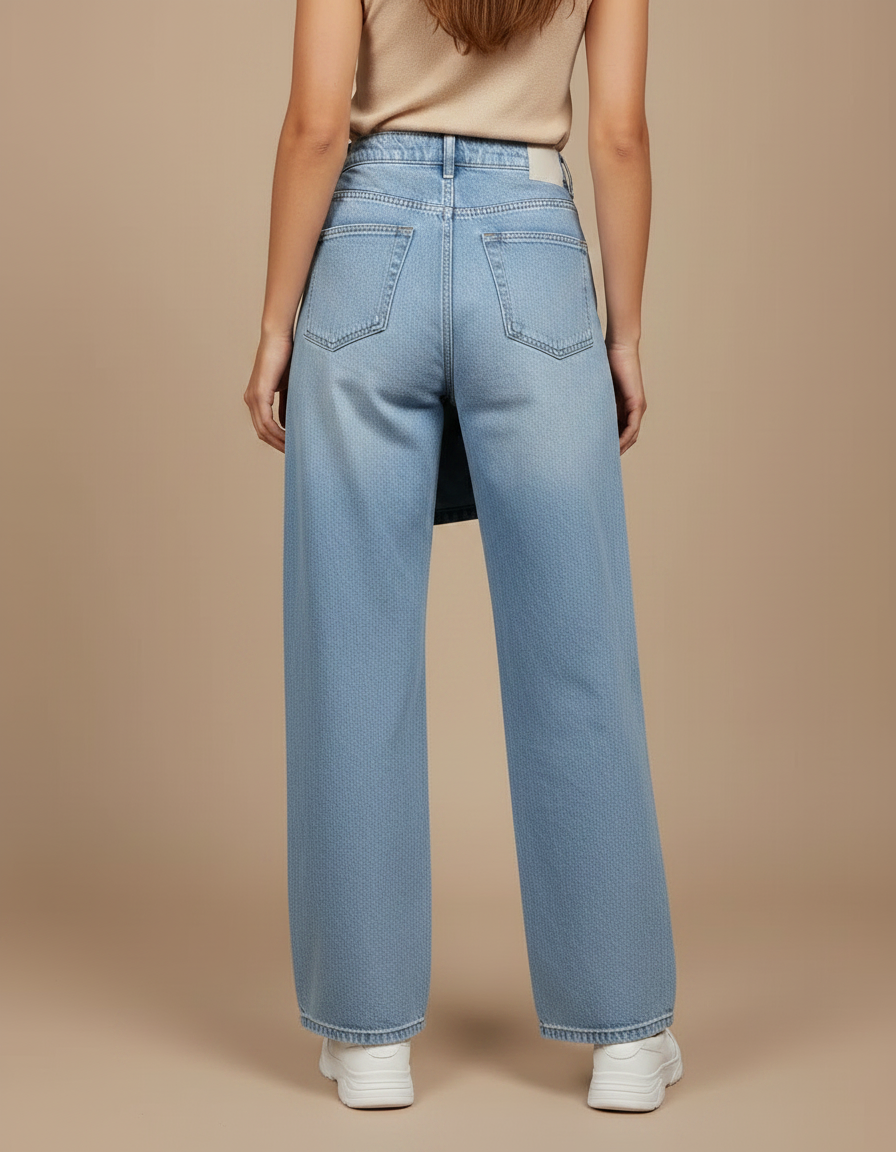 Pantalon Jupe Jean Bleu Clair Ample Décontracté - vue 2