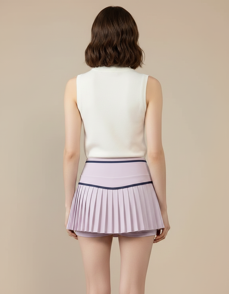 Pantalon Jupe Plissé Lavande Sportif Respirant - Violet Polyester - vue 2