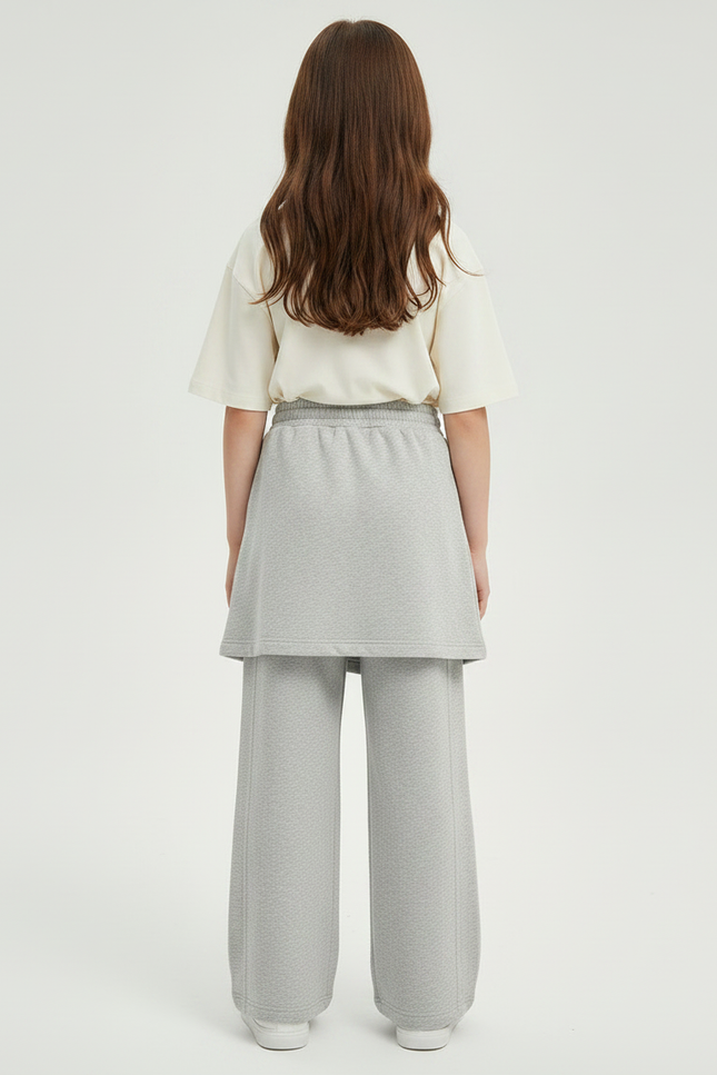 Pantalon Jupe Gris Ample Décontracté Sportif Enfant - Molleton - vue 2