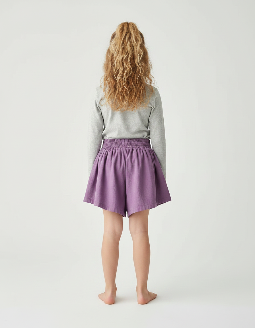 Pantalon Jupe Violet Plissé Ample Enfant Coton - vue 2