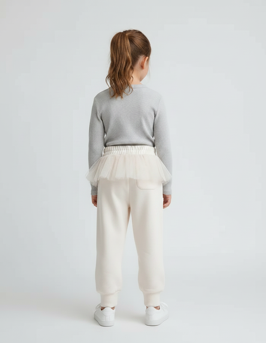 Pantalon Jupe Crème Tulle Doux Confortable Fille - Beige Molleton - vue 2