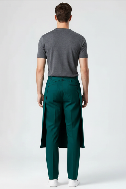 Pantalon Jupe Vert Émeraude Asymétrique Homme - Polyester - vue 2
