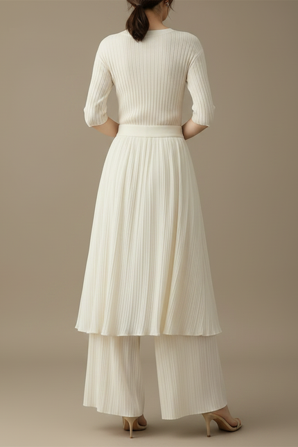 Combinaison Pantalon Avec Jupe - Blanc Maille - vue 2