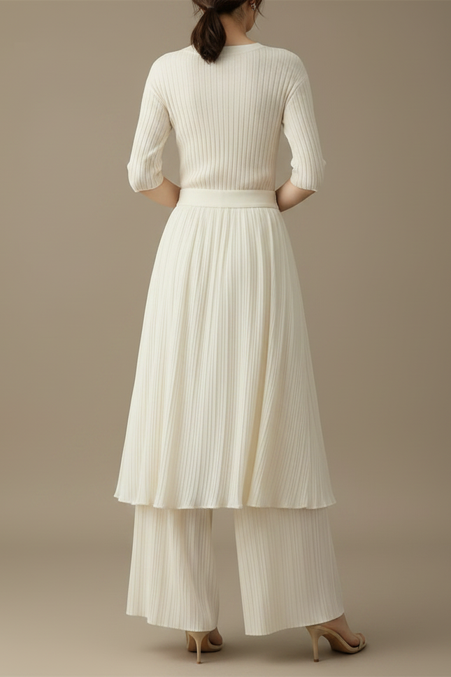 Combinaison Pantalon Avec Jupe - Blanc Maille - vue 2