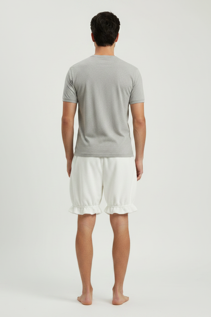 Pantalon Jupe Blanc Moelleux Volants Ample Homme - Molleton - vue 2