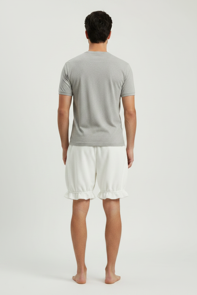 Pantalon Jupe Blanc Moelleux Volants Ample Homme - Molleton - vue 2