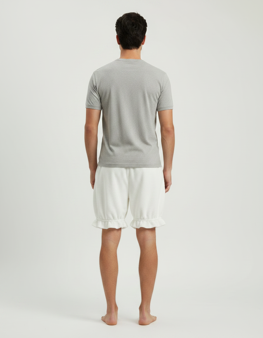 Pantalon Jupe Blanc Moelleux Volants Ample Homme - Molleton - vue 2