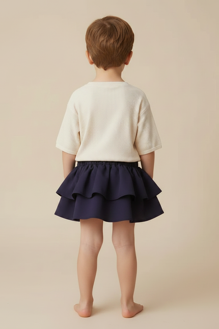 Pantalon Jupe Marine Volants Fluide Enfant Été - Viscose - vue 2