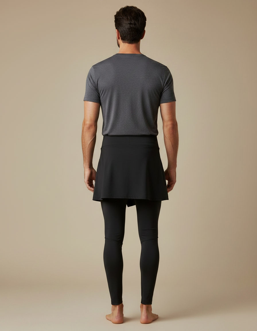 Pantalon Jupe Noir Sport Asymétrique Confort Homme - Polyester - vue 2
