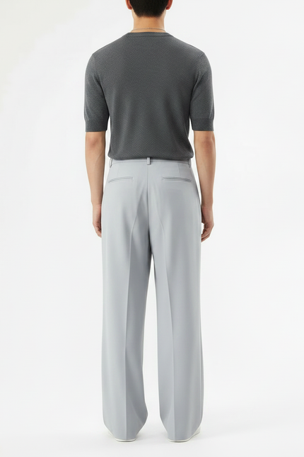 Pantalon Jupe Gris Clair Ample Fluide Décontracté - Polyester - vue 2