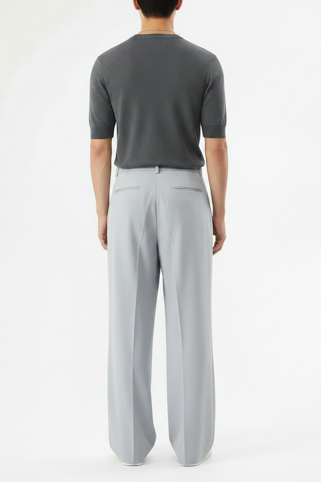 Pantalon Jupe Gris Clair Ample Fluide Décontracté - Polyester - vue 2