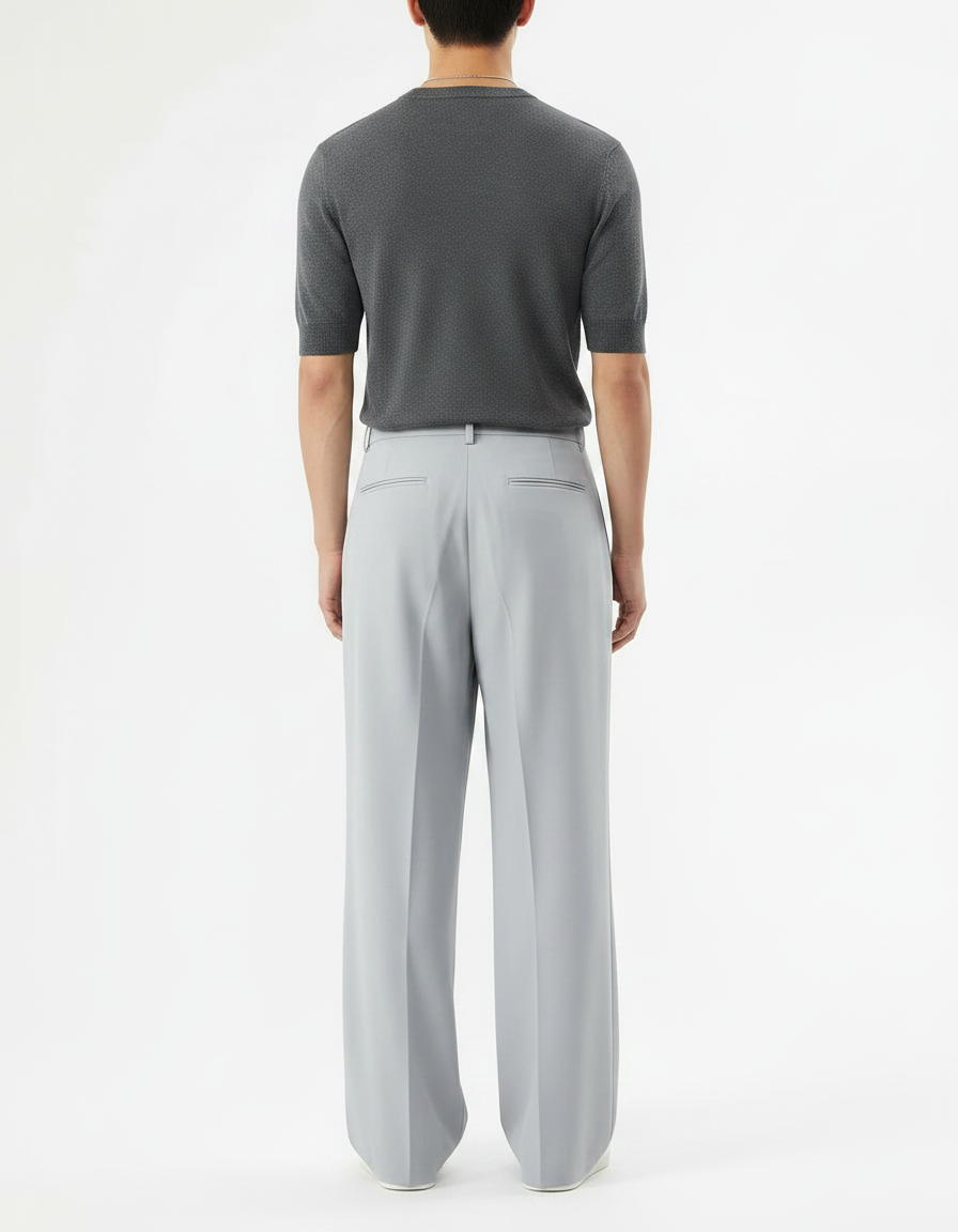 Pantalon Jupe Gris Clair Ample Fluide Décontracté - Polyester - vue 2