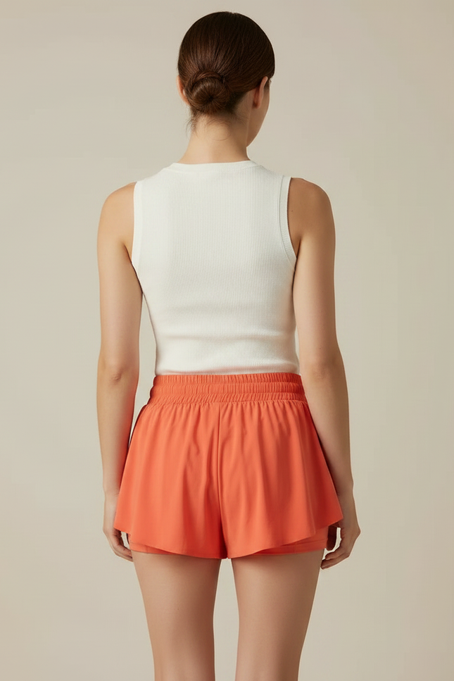 Pantalon Jupe Orange Fluide Sportif Intégré Femme - Polyester - vue 2