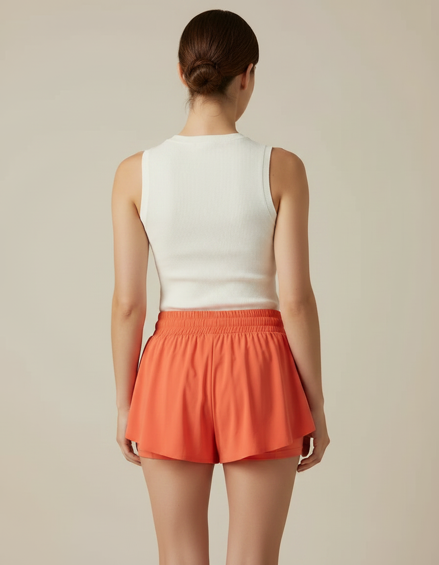 Pantalon Jupe Orange Fluide Sportif Intégré Femme - Polyester - vue 2