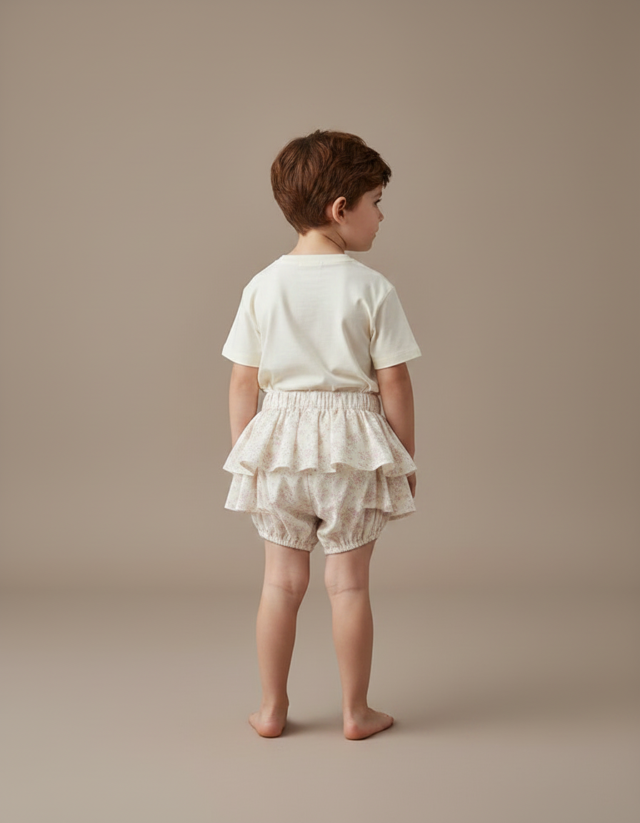 Pantalon Jupe Volants Floral Coton Enfant Doux - Imprimé - vue 2