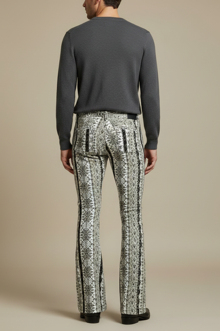 Pantalon Jupe Imprimé Évasé Slim Décontracté Noir Blanc - Maille - vue 2