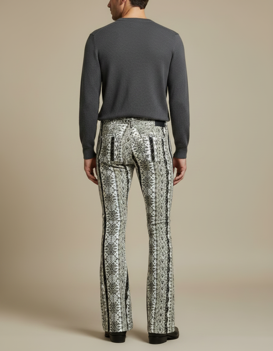 Pantalon Jupe Imprimé Évasé Slim Décontracté Noir Blanc - Maille - vue 2