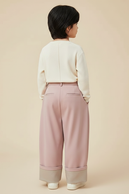 Pantalon Jupe Rose Ample Plissé Décontracté Enfant - Polyester - vue 2