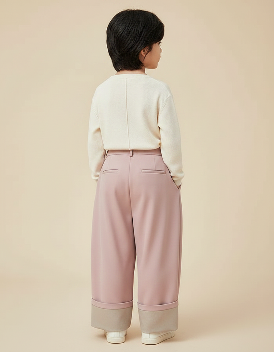 Pantalon Jupe Rose Ample Plissé Décontracté Enfant - Polyester - vue 2