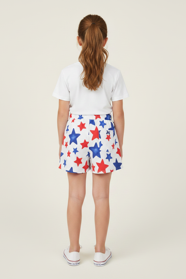 Pantalon Jupe Blanc Étoiles Rouges Bleues Coton Enfant - Multicolore - vue 2