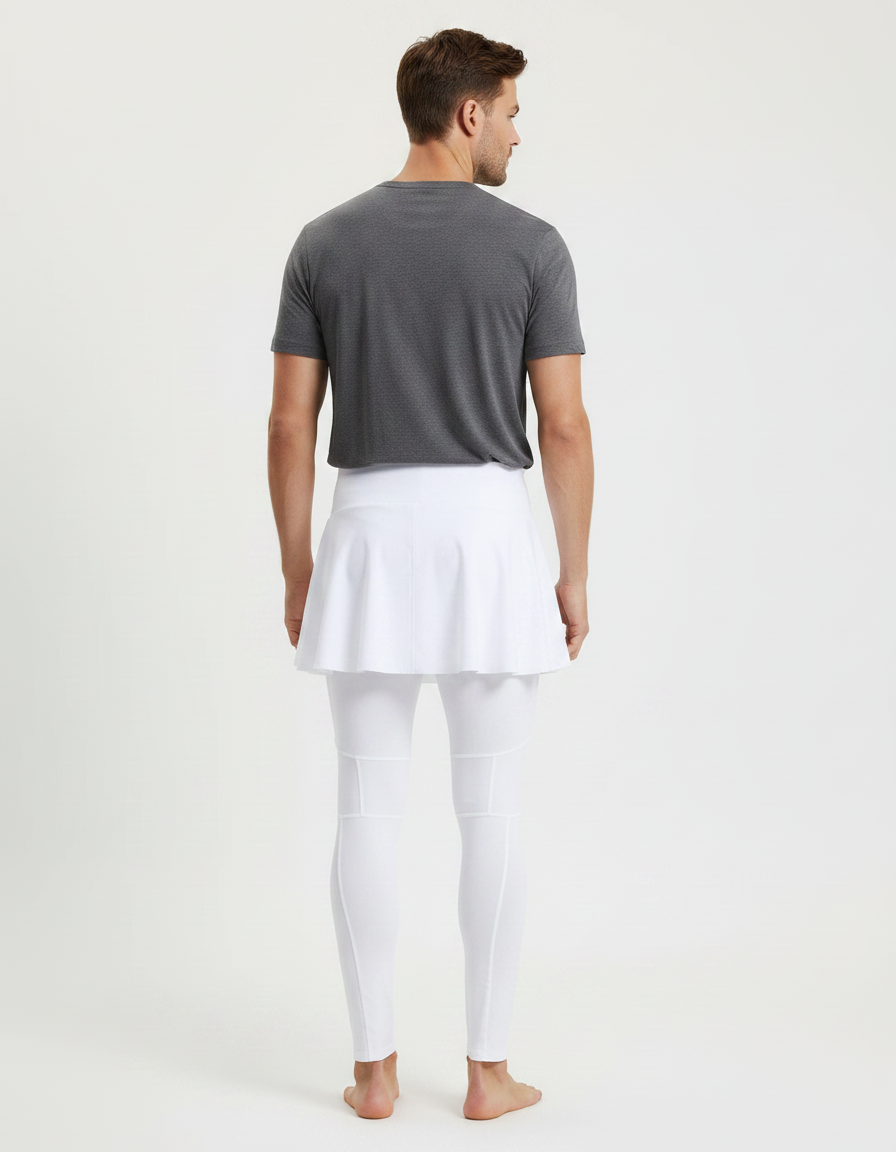 Pantalon Jupe Blanc Plissé Extensible Sport Homme - Polyester - vue 2